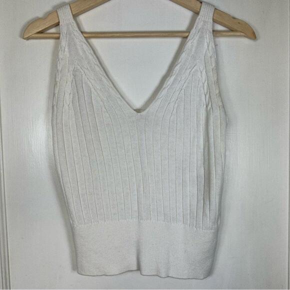 Aritzia Cream Ribbed Knit Tank Top - Picture 4 of 9